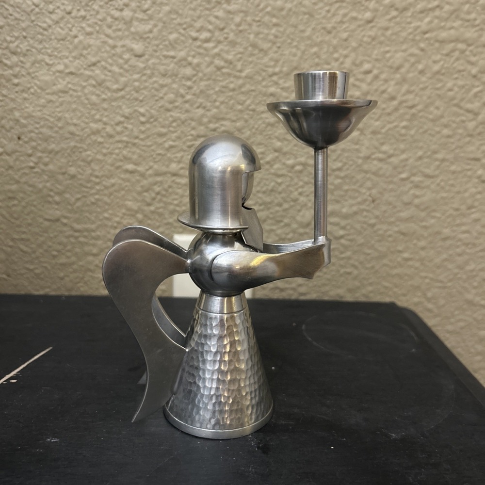 Vintage Wisna Pewter Hammered Angel Candle Holder Made in Indonesia‎
